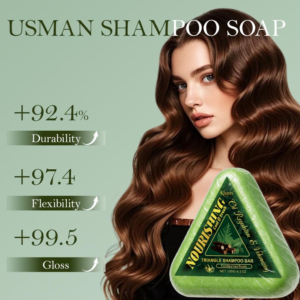우스만 풀이 함유된 그린 트라이앵글 비누 샴푸 바 -  - Hair Care Herbal 리뷰 및 가격
